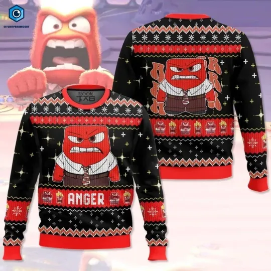 Discover Anger Inside Out Ugly Christmas Sweater, Inside Out Christmas Sweater