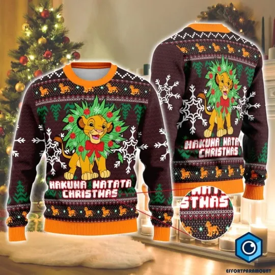 The Lion King Ugly Christmas Sweater, Simba The Lion King Ugly Sweater