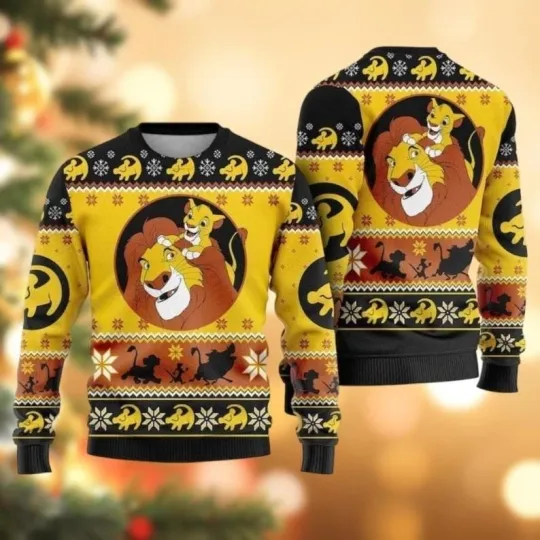 Discover The Lion King Ugly Christmas Sweater, Simba Santa Xmas Sweater, Disney Lion Movie