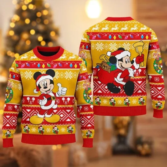 Discover Cute Mickey Mouse Ugly Christmas Sweater, Mickey Mouse Movie Xmas Sweatshirt