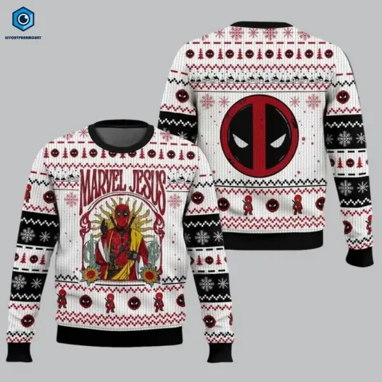 Discover Deadpool Jesus Ugly Sweater Christmas, Deadpool Christmas Sweater
