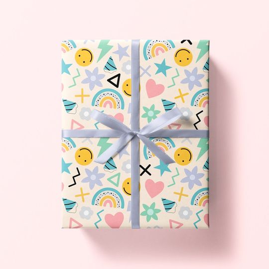 Discover Doodle Wrapping Paper - Colorful Gift Wrap for Valentine's, ADHD & Fun Occasions