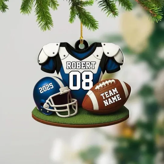 Discover Football Acrylic Ornament Custom Player Uniform Christmas Gift Sports Gift