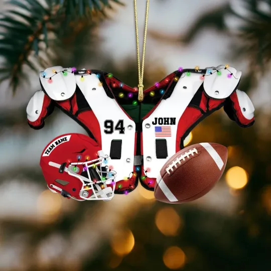 Discover Personalized Football Acrylic Ornament 2025 with Shoulder Pad & Helmet
