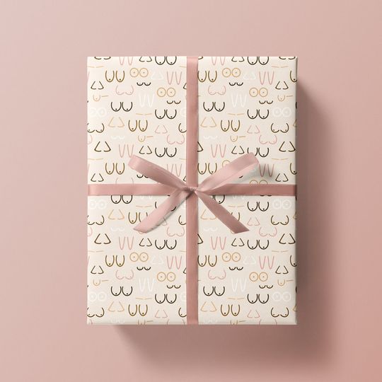 Discover Boobs Wrapping Paper Tits Gift Wrap Sheet Feminism Valentine's Day Breastfeeding Gift