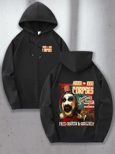 Men S Green Horror Movie Graphic Hoodie - House of 1000 Corpses Design with Zomb
