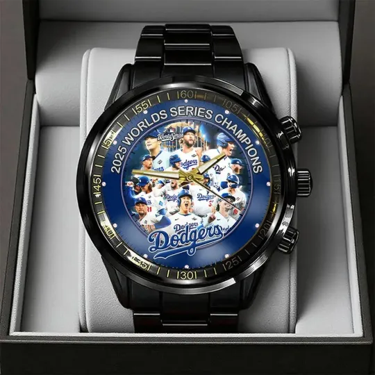 LA Dodgers World Series 2025 Black Stainless Steel Watch