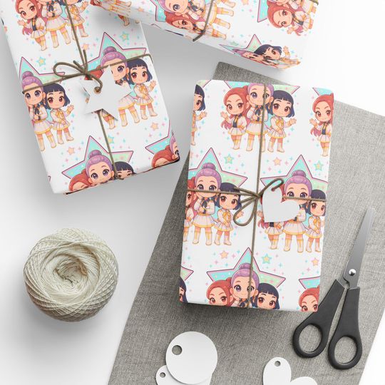 Discover K-pop Girl Wrapping Paper: Anime Star Theme Gift Wrap