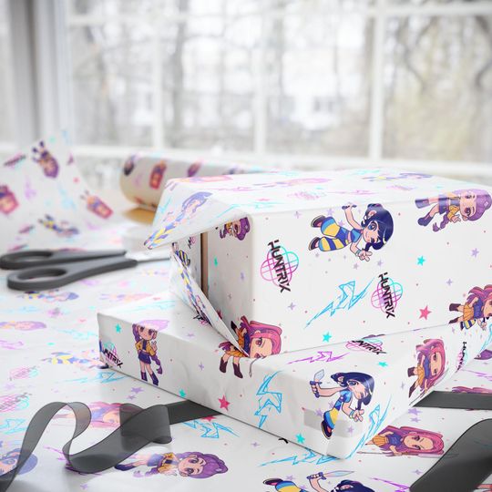 K-Pop Demon Hunter Anime Wrapping Paper,Kawaii Character Wrap, Korean Pop Fan Art