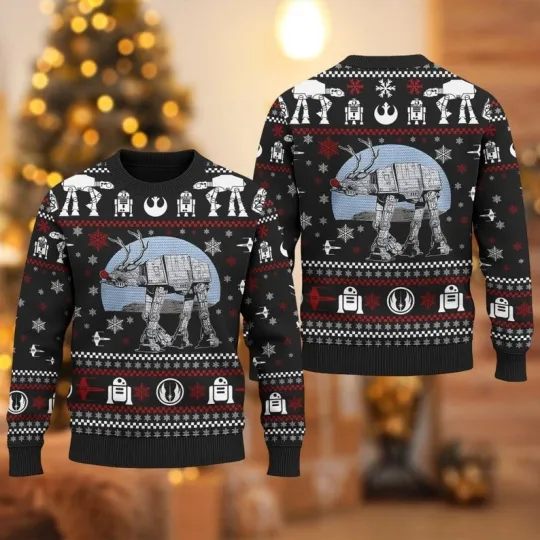 Discover Disney Star Wars ATAT Ugly Christmas Sweater, Starwars AT-AT Xmas Sweatshirt, Ch