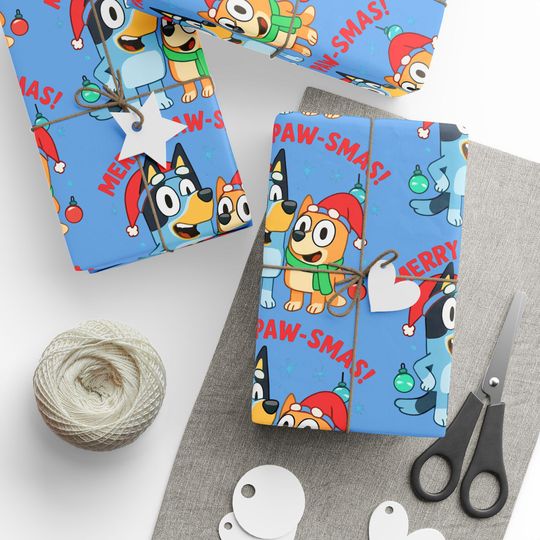 Discover Merry Pawsmas Cartoon Dog Christmas Wrapping Paper