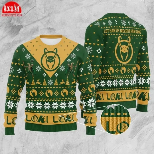 King Loki Christmas Ugly Sweater, Superhero Christmas Sweatshirt, Loki Ugly Sweater