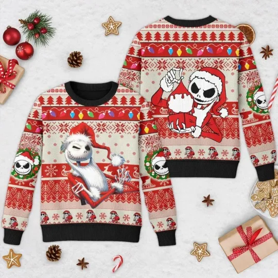 Discover Disney Jack Skelington Ugly Christmas Sweater, Nightmare Before Christmas Xmas Sweater