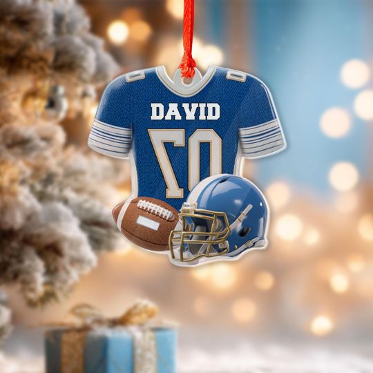 Discover Personalized Football Jersey Acrylic Ornament, Custom Name and Number Ornament, Sports Player Christmas Decoration, Gift for Football Lovers