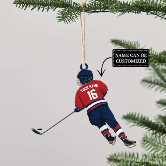 Discover Personalized Ice Hockey Player Ornament, Ice Hockey Team Christmas Ornament
