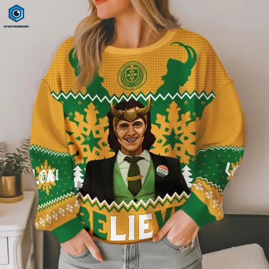 Loki Laufeyson Ugly Christmas Sweater, Loki Laufeyson Ugly Knitted Sweater