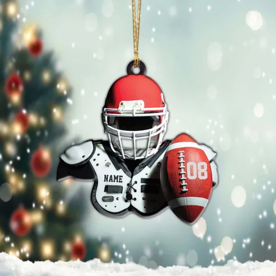 Discover American Football Car Ornament, Loved Football Helmet And Ball Ornament