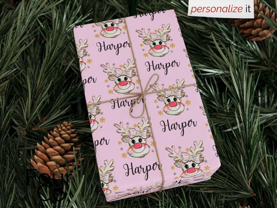 Discover Custom Christmas Reindeer Gift Wrap