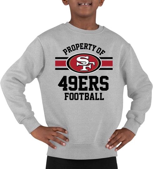 Discover Team Fan Apparel football Youth Property Of Crew Sweatshirt, Football Apparel, Unisex Pullover Crew for Boys and Girls