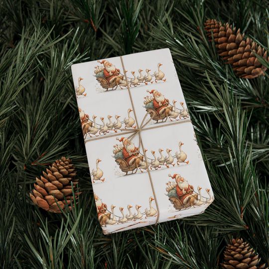 Discover Silly Goose Christmas Wrapping Paper Roll - Festive Animal Gift Wrap, Eco-Friendly Holiday Gift Paper