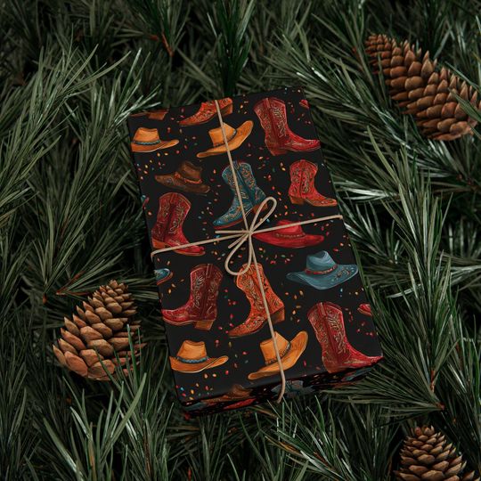Discover Cowgirl Christmas Wrapping Paper, Rustic Western Style Gift Wrap, Cowboy & Cowgirl Gift