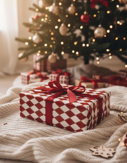 Discover Red Argyle Christmas Wrapping Paper, Dark Burgundy and Cream Holiday Gift Wrap