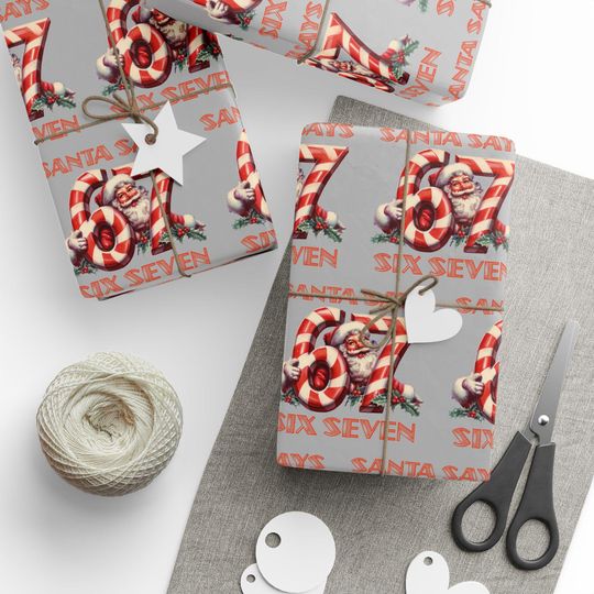 Discover Santa Says 67 Retro Christmas Wrapping Paper, Funny Teen Holiday Gift Wrap