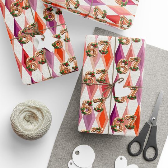 Discover 67 Christmas & Meme Gift Wrap for Kids, Unique Holiday Wrapping Paper, Brain Rot & Gen A Meme Designs