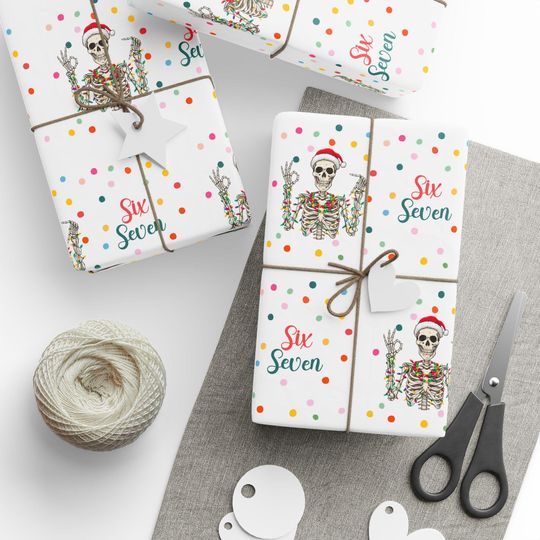 Discover 67 Christmas Wrapping Paper, Skeleton Santa Holiday Gift Wrap