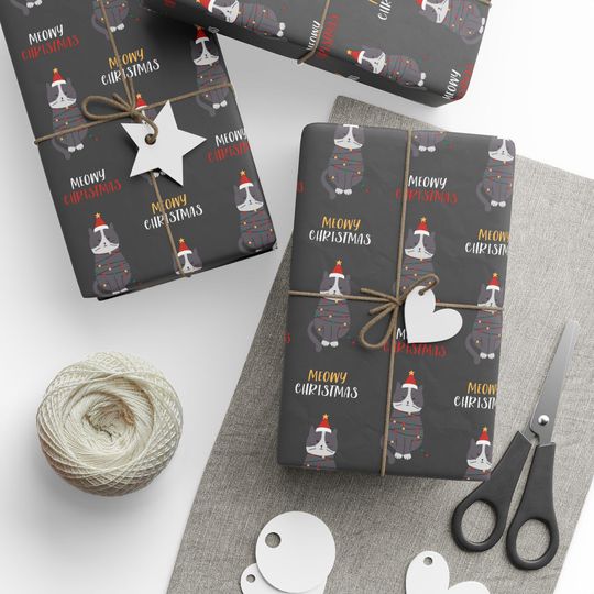 Discover Meowy Christmas Cat Wrapping Paper - Festive Holiday Gift Wrap for Cat Lovers