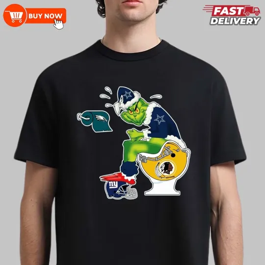 Discover Dallas Cowboys funny character Santa Toilet Funny T-Shirt