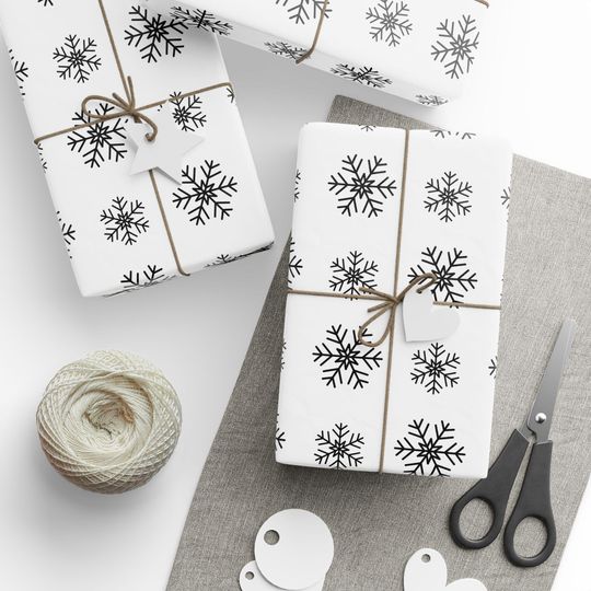 Discover Black Snowflake Wrapping Paper - Minimalist Winter Gift Wrap