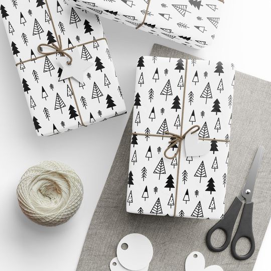 Discover Black and White Scandinavian Christmas Wrapping Paper for Weddings, Anniversaries, and Birthdays
