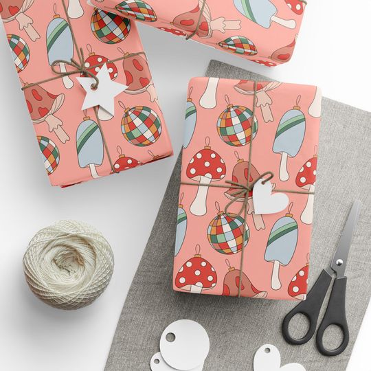 Discover Christmas Mushroom Ornaments Wrapping Paper for Kids and Teens