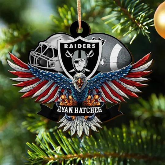 Discover Personalized Las Vegas Team Football Raiderss Eagle Sport Ornament, Gift For Fan