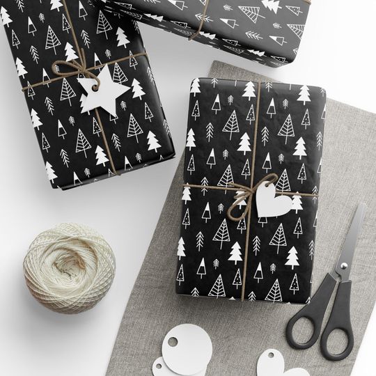Discover Christmas Doodle Trees Wrapping Paper for Weddings, Anniversaries, Kids Birthdays