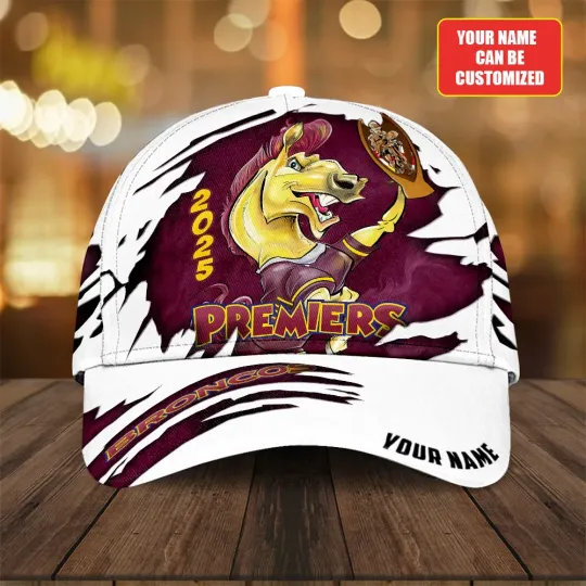 Discover Personalized Brisbane Broncos 2025 Premiership Cap