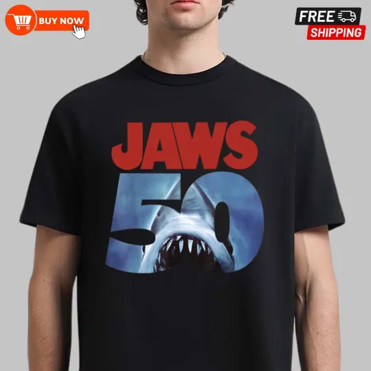 Discover Jaws 50th Anniversary Logo T-Shirt, 50 Years Anniversary Shirt, Gift For Fans