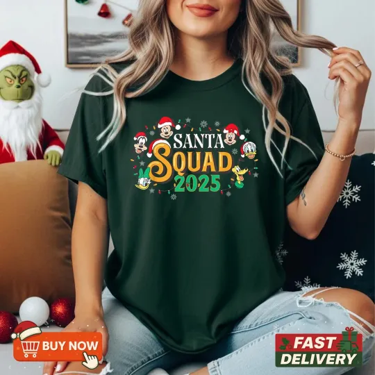 Discover Disney Mickey & Friends Santa Squad 2025 Christmas TShirt - Multicolors, S-5XL