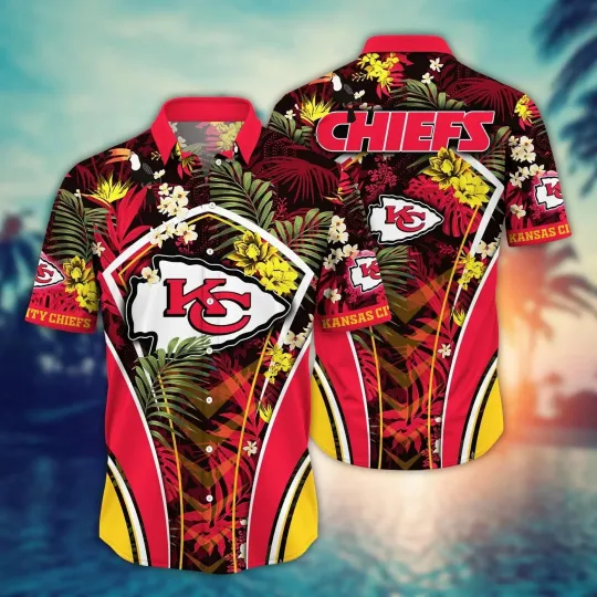 Kansas City Football Team KC Chiefss Hawaiian Shirt Button Down Unisex Adults