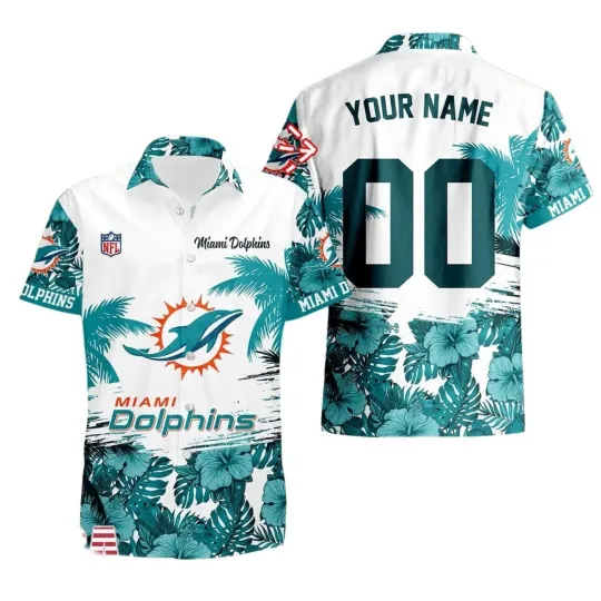 Discover Miami Football Team Dolphinss Hawaiian Button Down Shirt Unisex