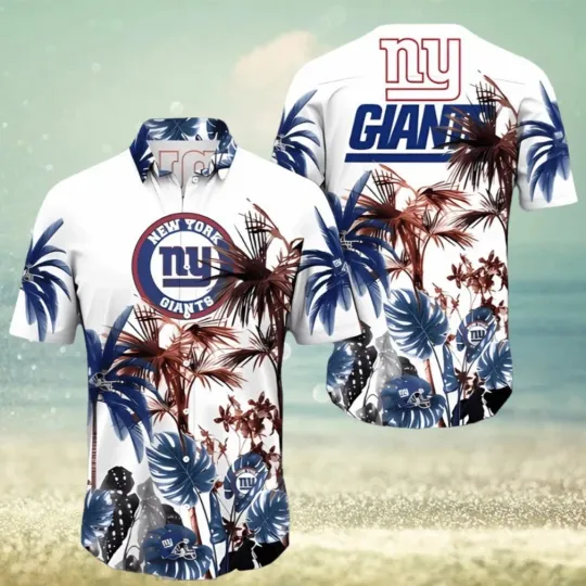Discover New York Football Team Giantss Hawaiian Button Down Shirt Unisex Adults