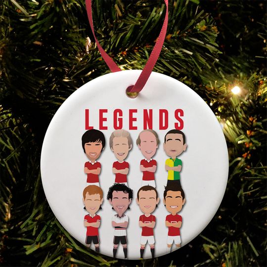 Discover Manchester United Christmas Tree Ceramic Ornament, Cantona Rooney Giggs & Legends Decor