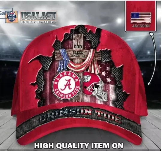 Discover God Bless Albm Crimson custom Name baseball cap