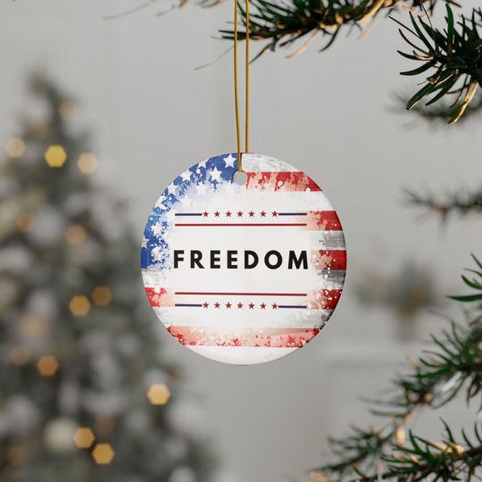 Distressed American Flag Ceramic Ornament - Patriotic Home Decor