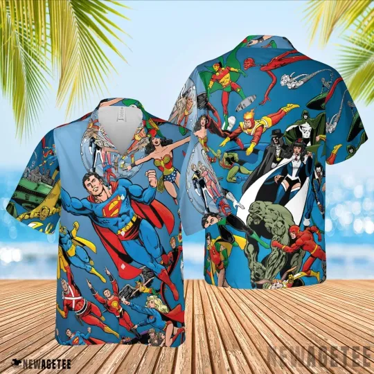 Superman Hawaiian Shirt Casual Button Down Shirt Unisex Adults