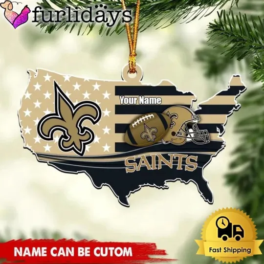 Discover Custom New Orleans Team Saints American Flag Logo Team Christmas Ornament