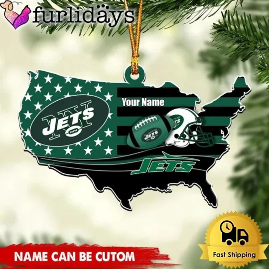 Discover Custom Name New York Team Jets American Flag Logo Team Christmas Ornament