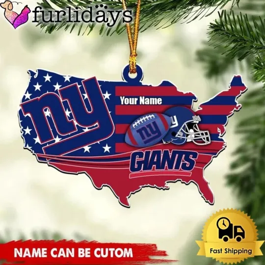 Discover Custom Name New York Team Giants American Flag Logo Team Christmas Ornament