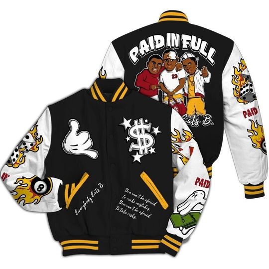 Dunkare Varsity Jacket To Match White Taxi 12s - Everybody Paid In Full Graphic All Over Print